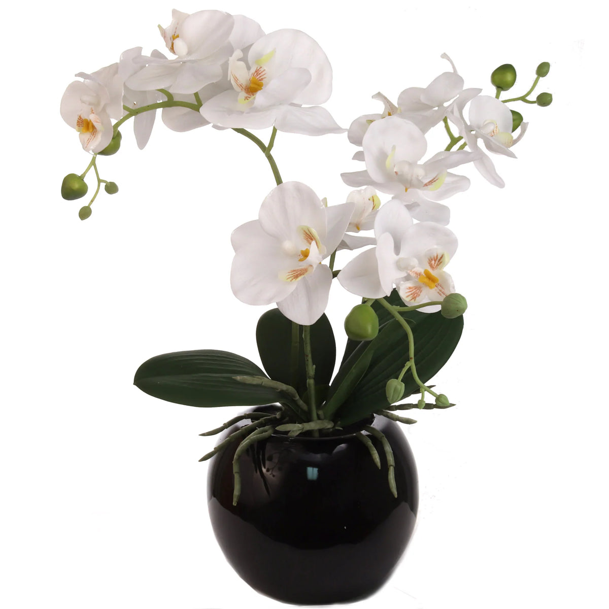 13-Inch Artificial Fuchsia Orchid in 5-Inch Round White Vase