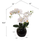 13-Inch Artificial Fuchsia Orchid in 5-Inch Round White Vase