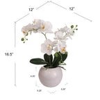 13-Inch Artificial Fuchsia Orchid in 5-Inch Round White Vase