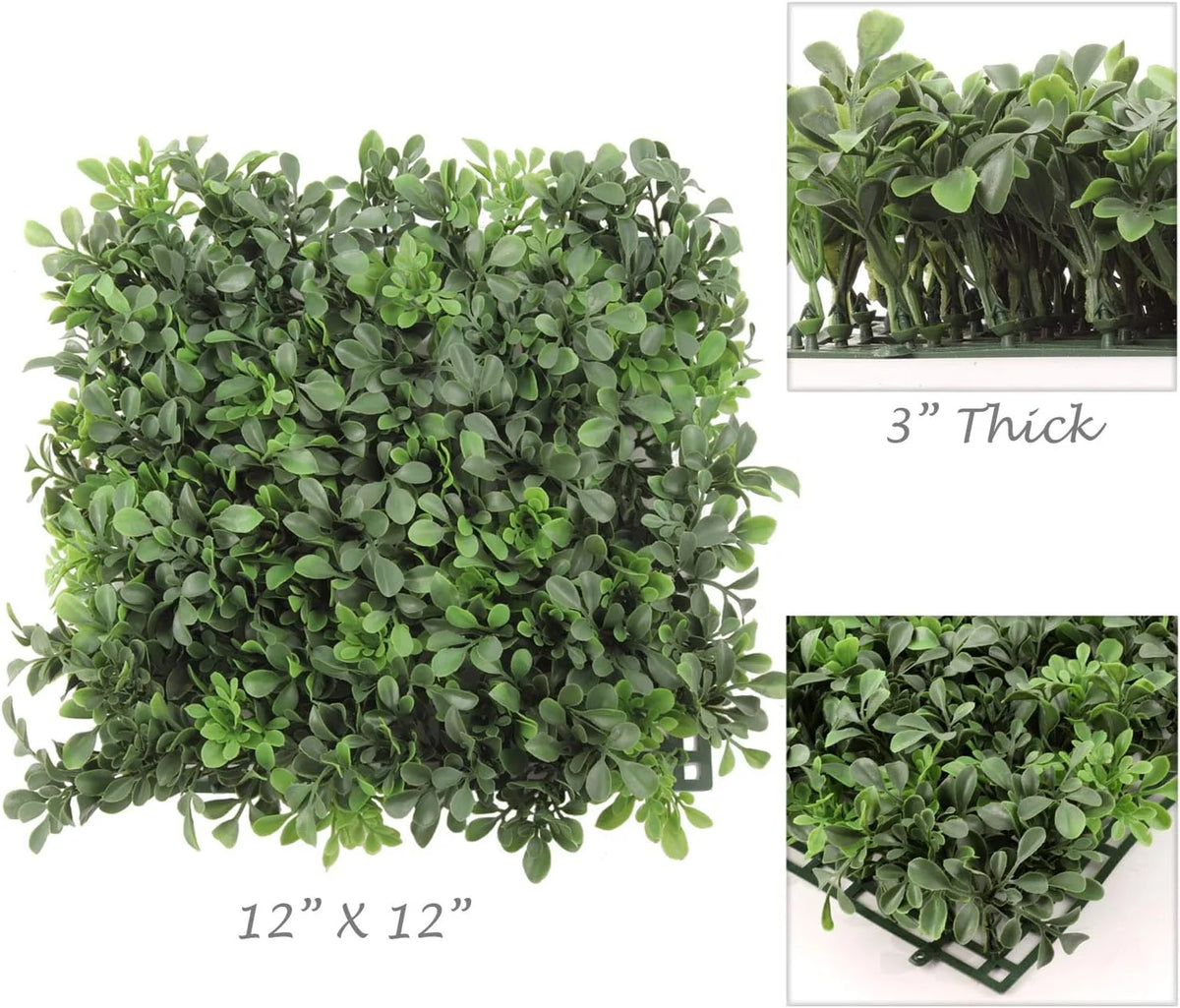 Lupita's Flower Shop Artificial Boxwood Square Panels - 12 Pack, 12" x 12" Greenery Wall Tiles