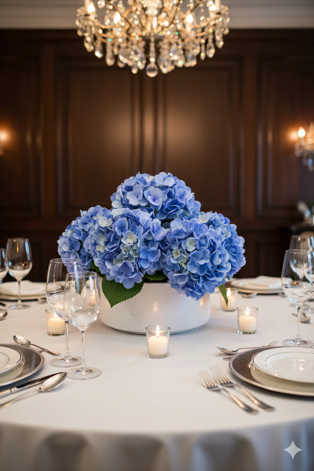 18 Inch Median Blue Artificial Hydrangea Stem Realistic Silk Flower