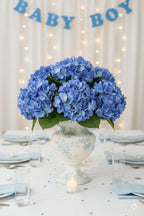 18 Inch Median Blue Artificial Hydrangea Stem Realistic Silk Flower