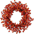20 Inch Orange Faux Fall Berry Wreath with Hawthorn and Rosehip Autumn Décor