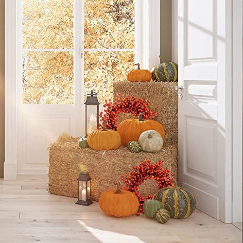 20 Inch Orange Faux Fall Berry Wreath with Hawthorn and Rosehip Autumn Décor