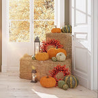 20 Inch Orange Faux Fall Berry Wreath with Hawthorn and Rosehip Autumn Décor