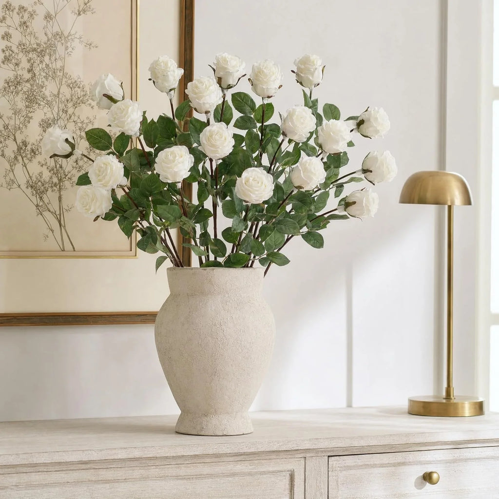 30 Inch White Silk Rose Bud Elegant Faux Flower Wedding Home Décor