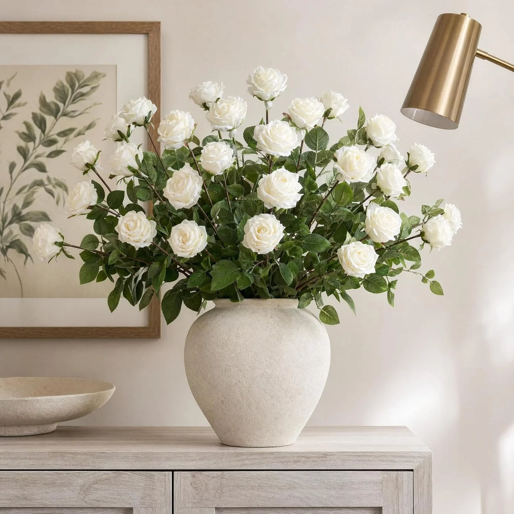 30 Inch White Silk Rose Bud Elegant Faux Flower Wedding Home Décor
