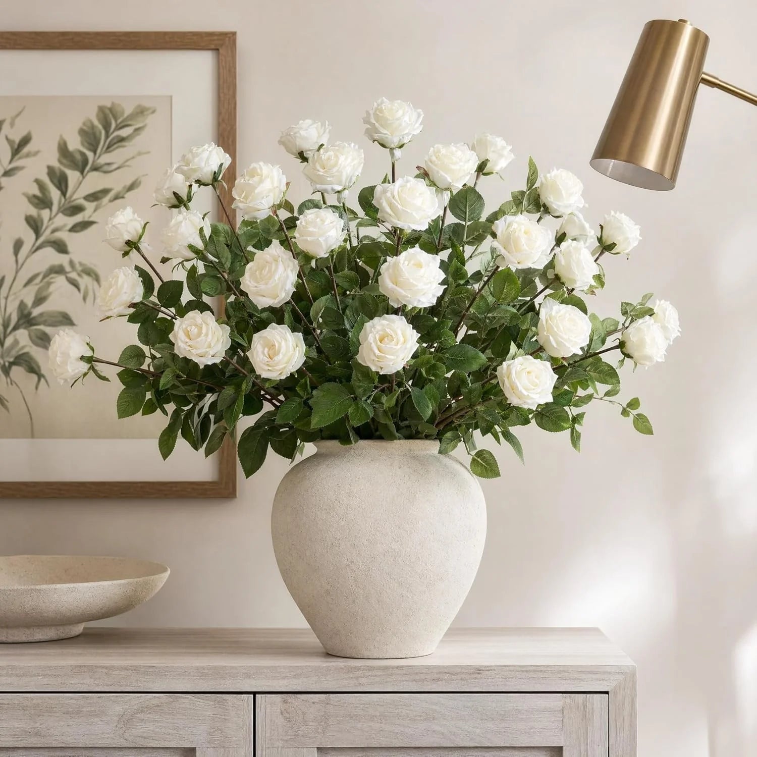 30 Inch White Silk Rose Bud Elegant Faux Flower Wedding Home Décor