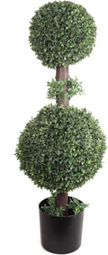 33 Inch Artificial Boxwood Ball Topiary Trees Pre-Potted Pair Covered Outdoor Use
