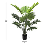 Artificial Philo Selloum Plant in Pot 40 Inch Tropical Indoor Greenery