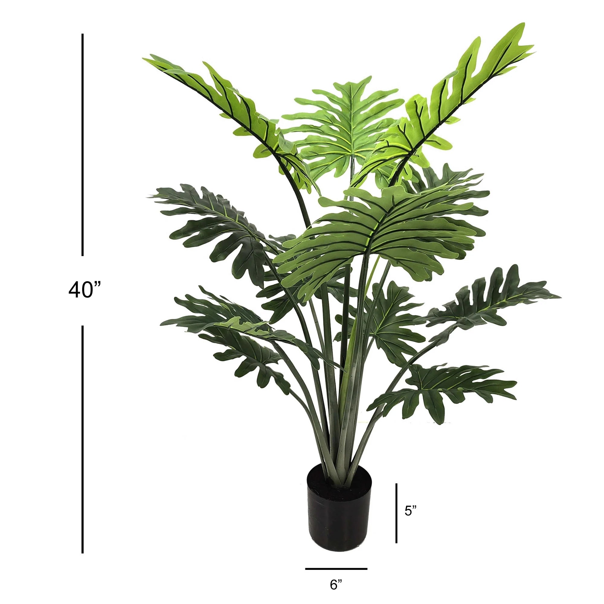 Artificial Philo Selloum Plant in Pot 40 Inch Tropical Indoor Greenery