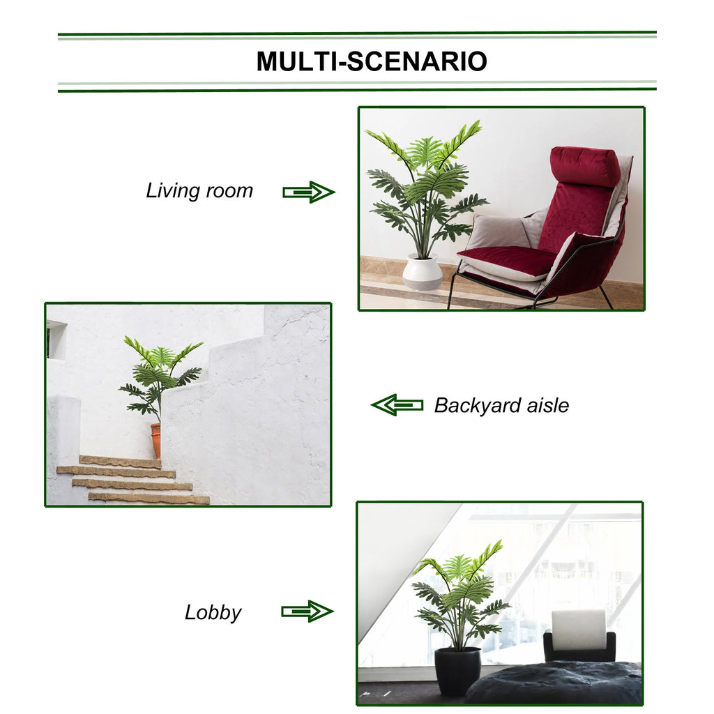 Artificial Philo Selloum Plant in Pot 40 Inch Tropical Indoor Greenery