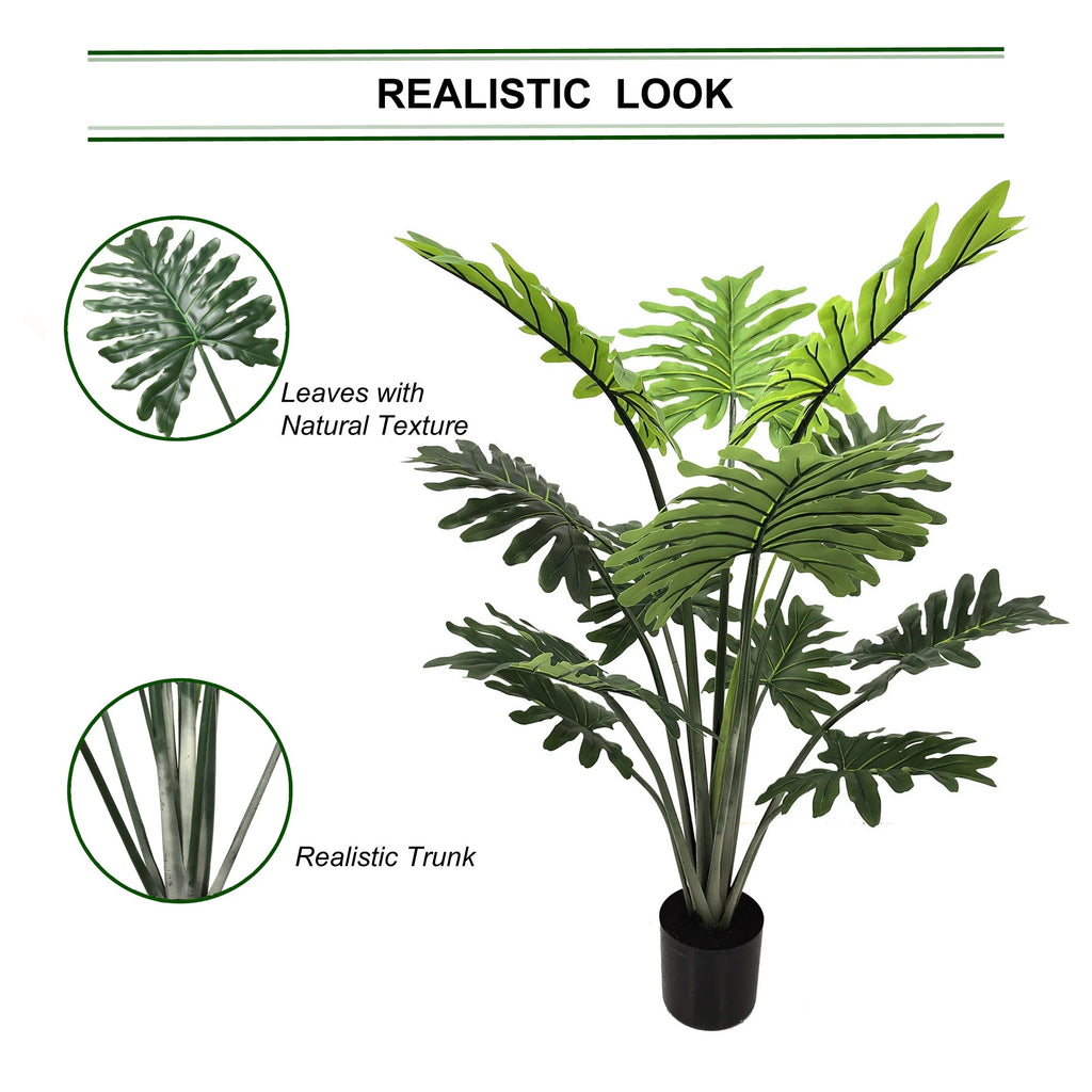 Artificial Philo Selloum Plant in Pot 40 Inch Tropical Indoor Greenery