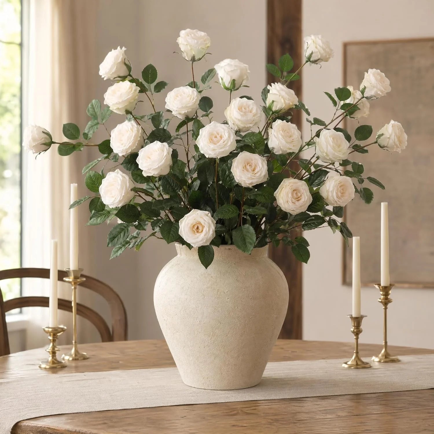 Champagne Faux Rose Bud 30 Inch Artificial Flower Wedding Home Décor