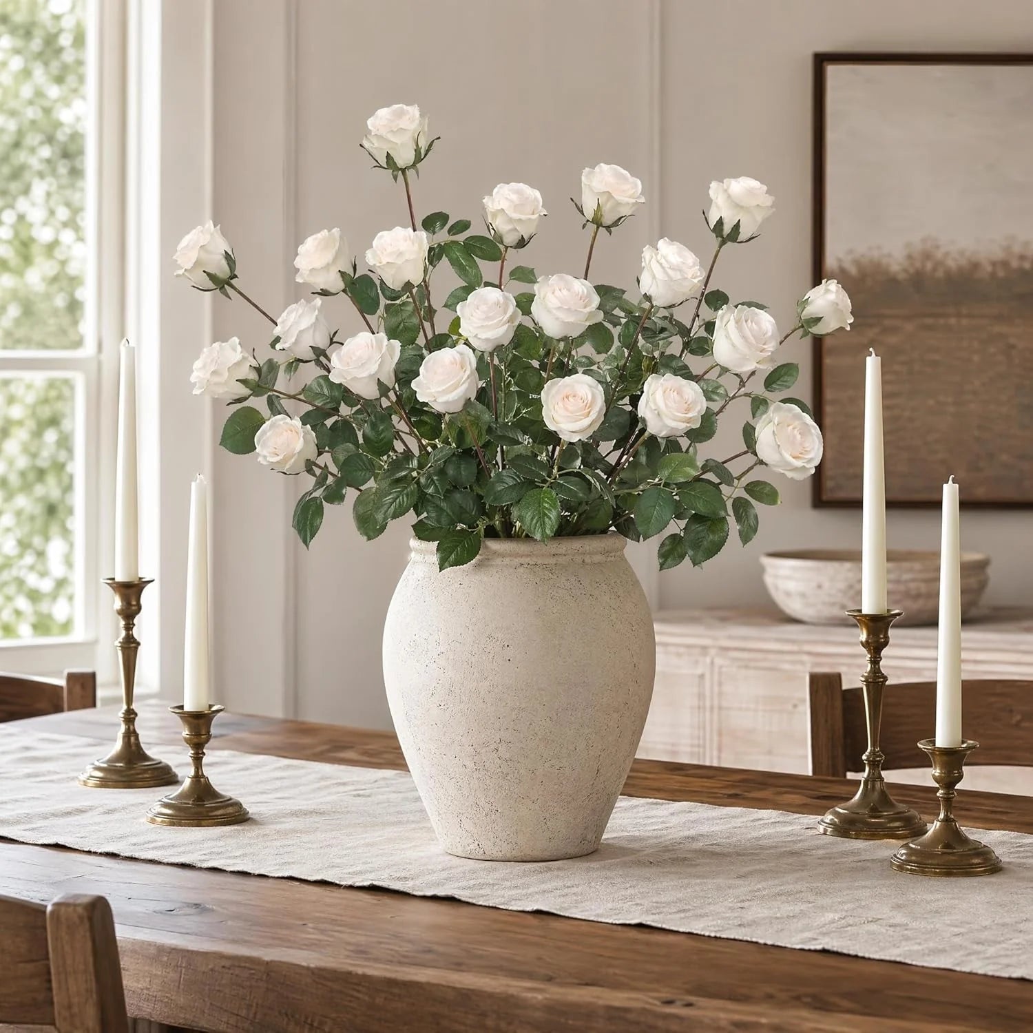 Champagne Faux Rose Bud 30 Inch Artificial Flower Wedding Home Décor