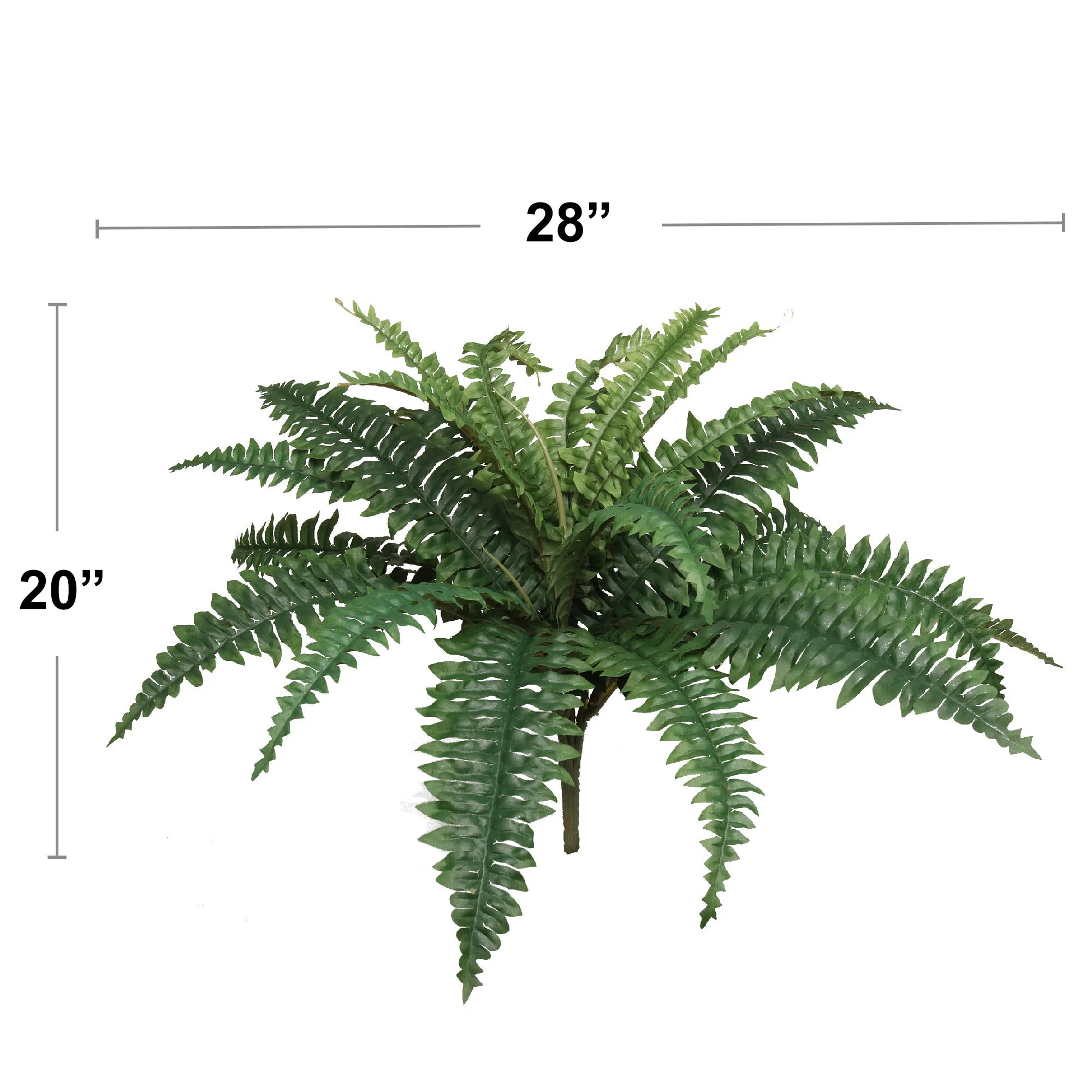 Faux Boston fern 28 inch silk fronds detail
