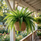 Faux Boston fern plant close-up