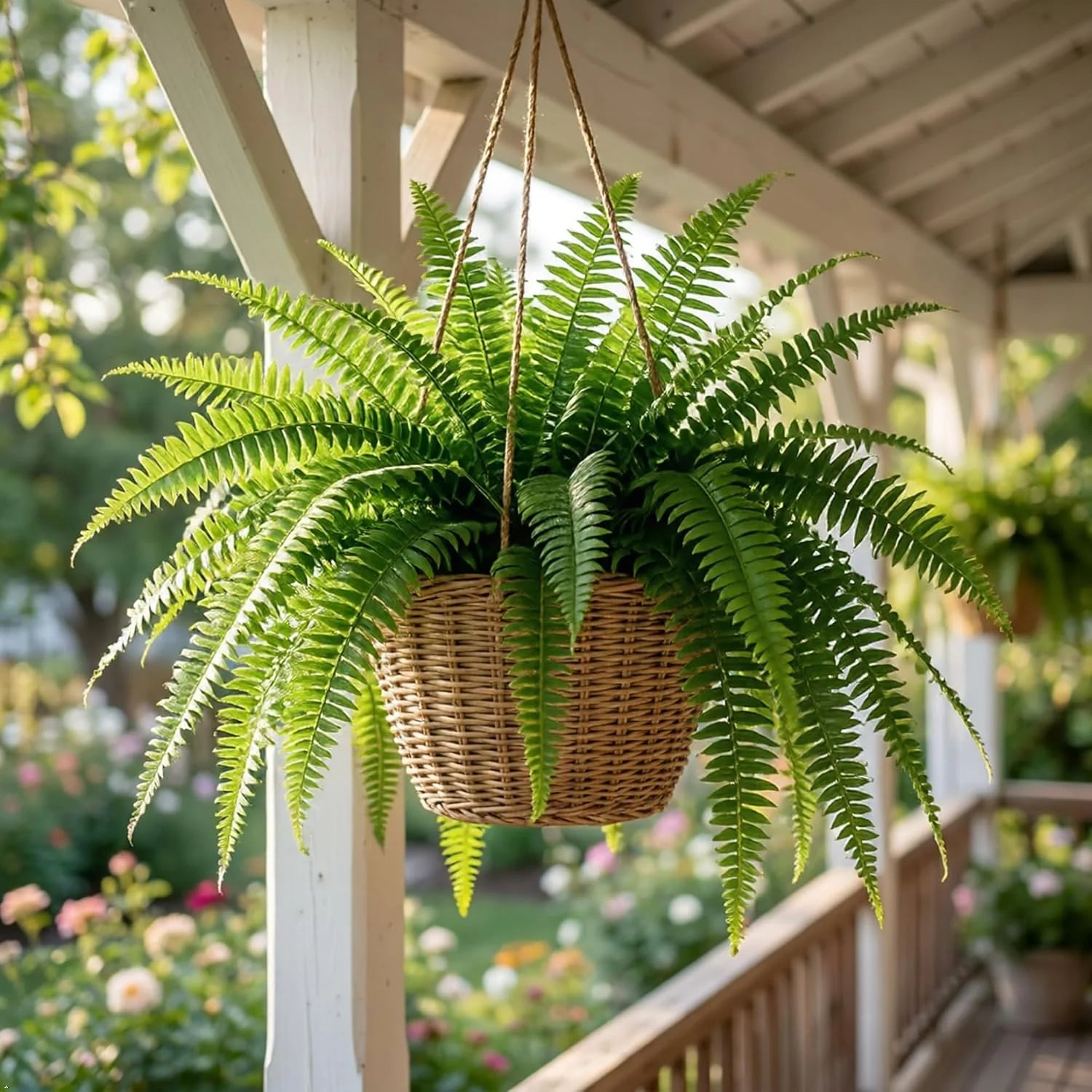 Faux Boston fern plant close-up