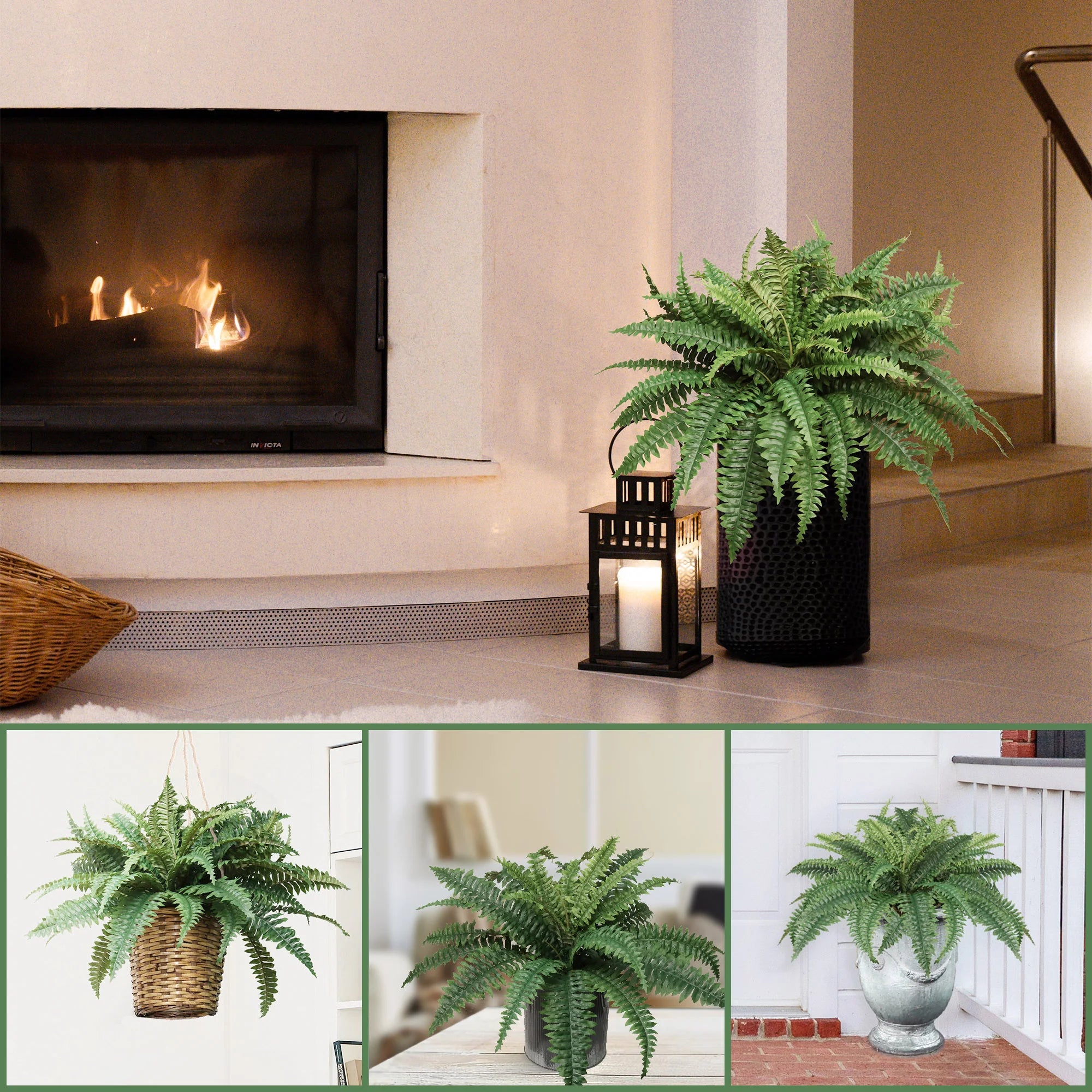 Faux Boston Fern Plant 28 Inch lifestyle home decor display