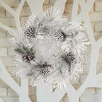 Flocked Faux Pine Wreath with Brown Pine Cones 24 Inch Set of 2 Holiday Decor