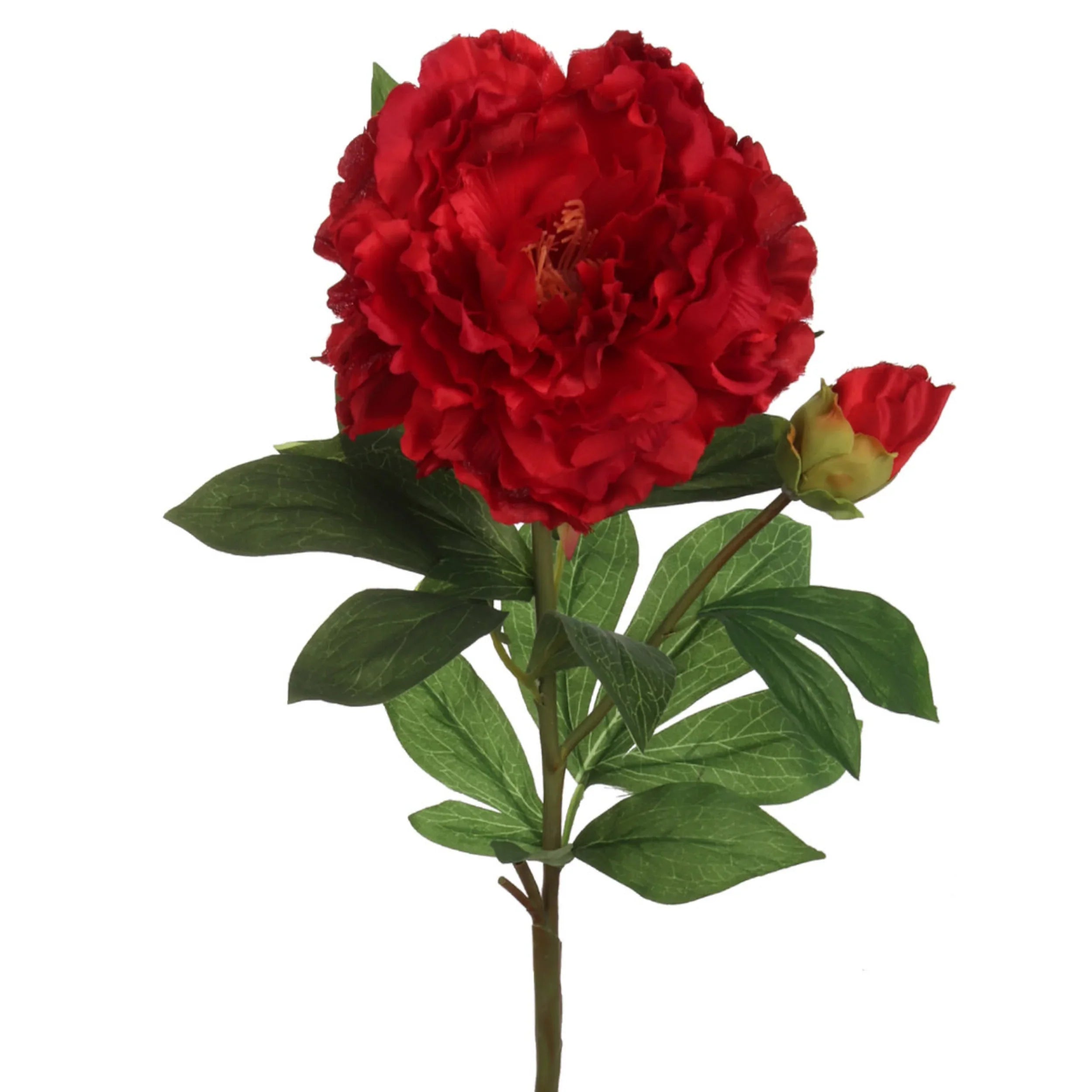 Red Fake Peony Stems Bundle of 2 30 Inch  Silk Peonies